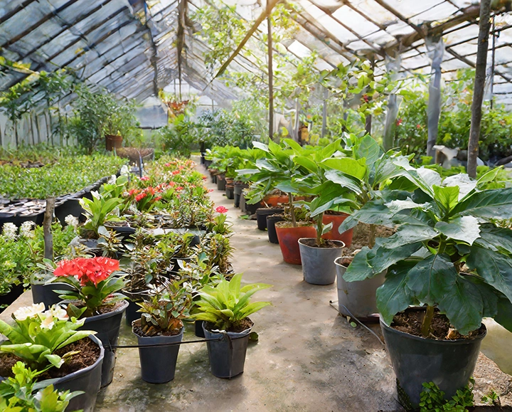 Plants inside the Upjau greenhouse